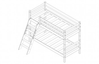 Кровать Соня вариант 12 низкая с наклонной лестницей Белый полупрозрачный в Ачинске - achinsk.mebel54.com | фото