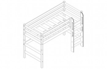 Кровать Соня вариант 5 полувысокая с прямой лестницей белый полупрозрачный в Ачинске - achinsk.mebel54.com | фото