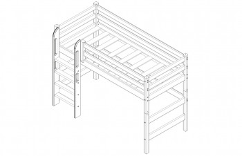 Кровать Соня вариант 5 полувысокая с прямой лестницей белый полупрозрачный в Ачинске - achinsk.mebel54.com | фото