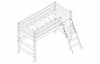 Кровать Соня вариант 6 полувысокая с наклонной лестницей Белый полупрозрачный в Ачинске - achinsk.mebel54.com | фото