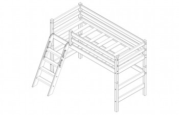 Кровать Соня вариант 6 полувысокая с наклонной лестницей Белый полупрозрачный в Ачинске - achinsk.mebel54.com | фото