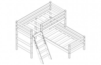 Кровать Соня вариант 8 угловая с наклонной лестницей Белый полупрозрачный в Ачинске - achinsk.mebel54.com | фото