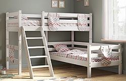 Кровать Соня вариант 8 угловая с наклонной лестницей Белый полупрозрачный в Ачинске - achinsk.mebel54.com | фото