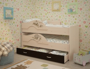 Кровать выкатная Радуга-Сафари детская 1600 Млечный дуб/Венге в Ачинске - achinsk.mebel54.com | фото