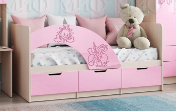 Кровать Юниор-3 ((мульт) розовый металл/дуб беленый) в Ачинске - achinsk.mebel54.com | фото