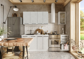 Кухонный гарнитур Нувель 1800мм белый/бетон белый в Ачинске - achinsk.mebel54.com | фото