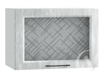 Либерти Шкаф верхний горизонтальный со стеклом ШВГС 609 (Холст грей/корпус белый) в Ачинске - achinsk.mebel54.com | фото