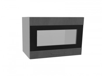 Лофт ПГСФ 500 шкаф верхний горизонтальный со стеклом и фотопечатью (Бетон темный/корпус Серый) в Ачинске - achinsk.mebel54.com | фото