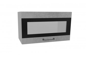Лофт ПГСФ 600 шкаф верхний горизонтальный со стеклом и фотопечатью (Бетон светлый/корпус Серый) в Ачинске - achinsk.mebel54.com | фото