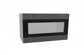 Лофт ПГСФ 600 шкаф верхний горизонтальный со стеклом и фотопечатью (Бетон темный/корпус Серый) в Ачинске - achinsk.mebel54.com | фото