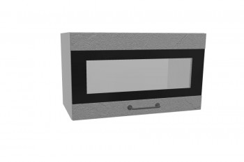 Лофт ПГСФ 600 шкаф верхний горизонтальный со стеклом и фотопечатью (Штукатурка серая/корпус Серый) в Ачинске - achinsk.mebel54.com | фото