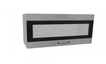 Лофт ПГСФ 800 шкаф верхний горизонтальный со стеклом и фотопечатью (Бетон светлый/корпус Серый) в Ачинске - achinsk.mebel54.com | фото