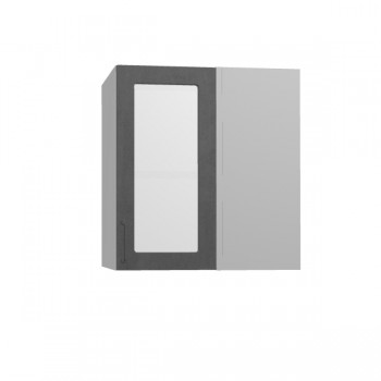 Лофт ПУС 650 шкаф верхний угловой со стеклом (Бетон темный/корпус Серый) в Ачинске - achinsk.mebel54.com | фото