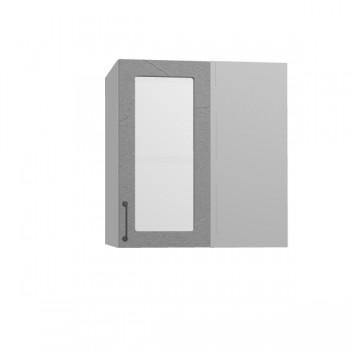 Лофт ПУС 650 шкаф верхний угловой со стеклом (Штукатурка серая/корпус Серый) в Ачинске - achinsk.mebel54.com | фото
