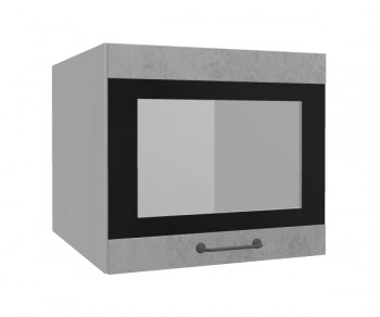 Лофт ВПГСФ 500 шкаф верхний горизонтальный со стеклом высокий с фотопечатью (Бетон светлый/корпус Серый) в Ачинске - achinsk.mebel54.com | фото