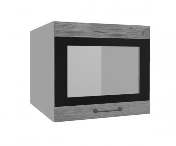 Лофт ВПГСФ 500 шкаф верхний горизонтальный со стеклом высокий с фотопечатью (Дуб цикорий/корпус Серый) в Ачинске - achinsk.mebel54.com | фото