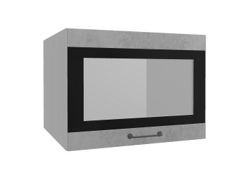 Лофт ВПГСФ 600 шкаф верхний горизонтальный со стеклом высокий с фотопечатью (Бетон светлый/корпус Серый) в Ачинске - achinsk.mebel54.com | фото