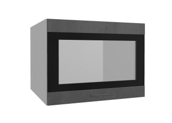 Лофт ВПГСФ 600 шкаф верхний горизонтальный со стеклом высокий с фотопечатью (Бетон темный/корпус Серый) в Ачинске - achinsk.mebel54.com | фото