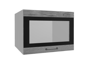 Лофт ВПГСФ 600 шкаф верхний горизонтальный со стеклом высокий с фотопечатью (Дуб цикорий/корпус Серый) в Ачинске - achinsk.mebel54.com | фото