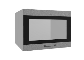 Лофт ВПГСФ 600 шкаф верхний горизонтальный со стеклом высокий с фотопечатью (Штукатурка серая/корпус Серый) в Ачинске - achinsk.mebel54.com | фото