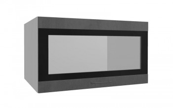 Лофт ВПГСФ 800 шкаф верхний горизонтальный со стеклом высокий с фотопечатью (Бетон темный/корпус Серый) в Ачинске - achinsk.mebel54.com | фото