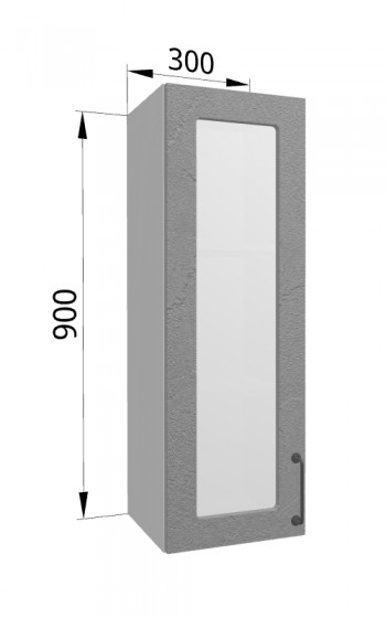 Лофт ВПС 300 шкаф верхний со стеклом высокий (Штукатурка серая/корпус Серый) в Ачинске - achinsk.mebel54.com | фото