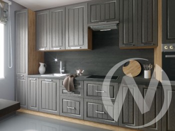 Модульная кухня Луксор Высокие модули (Клен серый/дуб крафт золотой) в Ачинске - achinsk.mebel54.com | фото