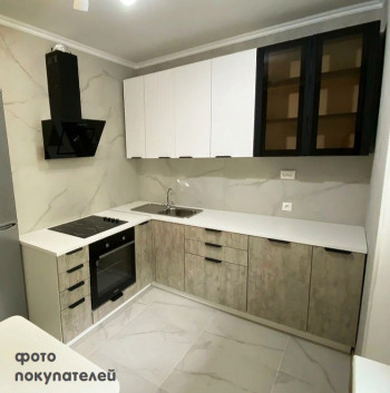Модульная кухня Норд 1,6 м (Софт даймонд/Камень беж/Белый) в Ачинске - achinsk.mebel54.com | фото