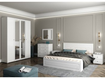 Модульная спальня Барселона (Белый/Белый глянец) в Ачинске - achinsk.mebel54.com | фото