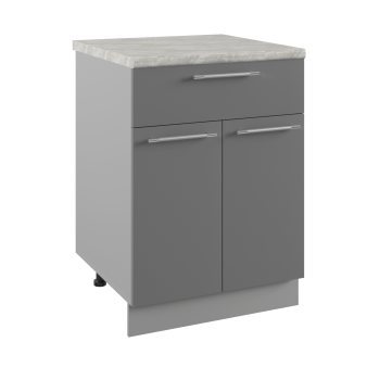 Монца С1ЯШ 600 Шкаф нижний с ящиком (Белый софт/корпус Серый) в Ачинске - achinsk.mebel54.com | фото
