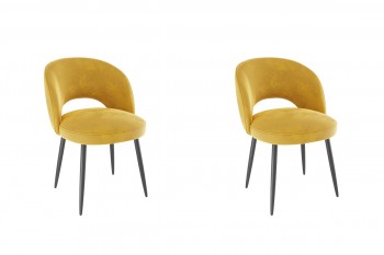 Набор стульев Моли 2 шт (жёлтый велюр/черный) в Ачинске - achinsk.mebel54.com | фото