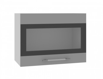Норд ШВГС 600 Шкаф верхний горизонтальный со стеклом (Софт черный/корпус Белый) в Ачинске - achinsk.mebel54.com | фото