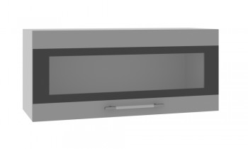 Норд ШВГС 800 Шкаф верхний горизонтальный со стеклом (Софт черный/корпус Белый) в Ачинске - achinsk.mebel54.com | фото