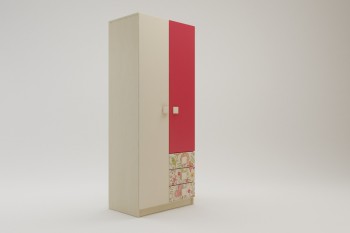 Шкаф 2-х створчатый с ящиками Ретвит (Бежевый/Красный/корпус Клен) в Ачинске - achinsk.mebel54.com | фото