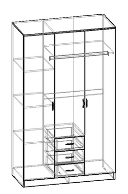 Шкаф 3-х створчатый комбинир с зеркалом Светлана (Венге/Дуб молочный) в Ачинске - achinsk.mebel54.com | фото