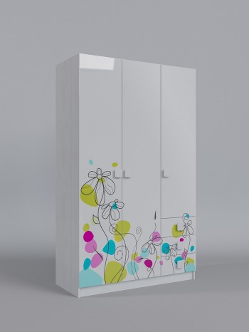 Шкаф 3-х створчатый с ящиками Флёр (Белый/корпус Выбеленное дерево) в Ачинске - achinsk.mebel54.com | фото