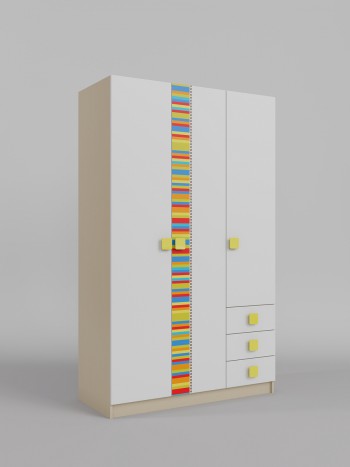 Шкаф 3-х створчатый с ящиками Клаксон без машинок (Белый/корпус Клен) в Ачинске - achinsk.mebel54.com | фото