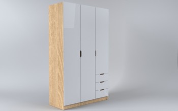 Шкаф 3-х створчатый с ящиками Лофт (Белый/корпус Дуб Сонома) в Ачинске - achinsk.mebel54.com | фото