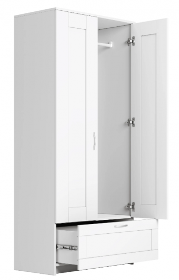 Шкаф двухдверный Сириус с 1 ящиком белый в Ачинске - achinsk.mebel54.com | фото