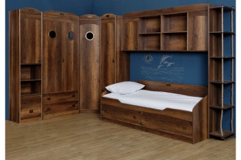 Шкаф комбинированный для белья с иллюминатором «Навигатор» (Дуб Каньон) в Ачинске - achinsk.mebel54.com | фото