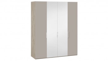 Шкаф комбинированный с 2 глухими и 2 зеркальными дверями «Эмбер» Баттл Рок/Серый глянец в Ачинске - achinsk.mebel54.com | фото
