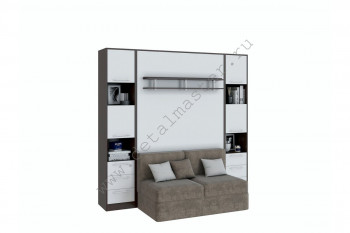 Шкаф-кровать с диваном БЕЛА с полкой ножкой в Ачинске - achinsk.mebel54.com | фото