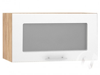 Шкаф со стеклом Валерия-М ШВГС-600 (Белый глянец/Дуб Крафт Золотой/верхний/горизонтальный) в Ачинске - achinsk.mebel54.com | фото