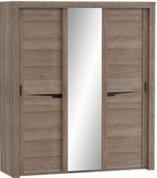 Шкаф трехдверный Соренто с раздвижными дверями Дуб стирлинг/Кофе структурный матовый в Ачинске - achinsk.mebel54.com | фото
