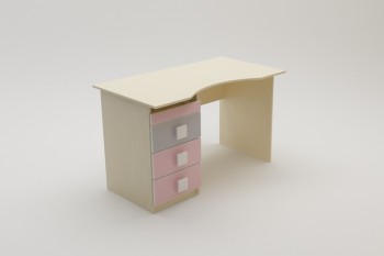 Стол (столешница с выемкой) Грэйси (Розовый/Серый/корпус Клен) в Ачинске - achinsk.mebel54.com | фото