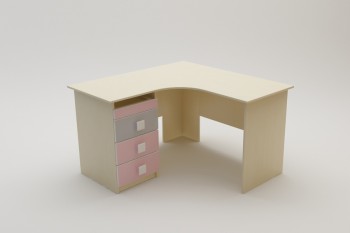 Стол угловой Грэйси (Розовый/Серый/корпус Клен) в Ачинске - achinsk.mebel54.com | фото