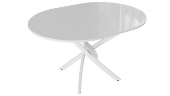 Стол обеденный «Diamond» Тип 3 (Белый муар/Белый глянец) в Ачинске - achinsk.mebel54.com | фото