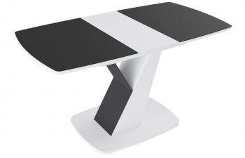Стол обеденный «Гарда» Тип 1 (Белый/Стекло матовое черный графит) в Ачинске - achinsk.mebel54.com | фото