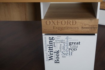 Стол с ящиками «Оксфорд» (Ривьера/Белый с рисунком) в Ачинске - achinsk.mebel54.com | фото