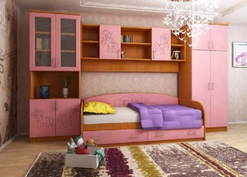 Детская Веселый пони Комплект мебели (Вишня оксфорд/Розовый) в Ачинске - achinsk.mebel54.com | фото